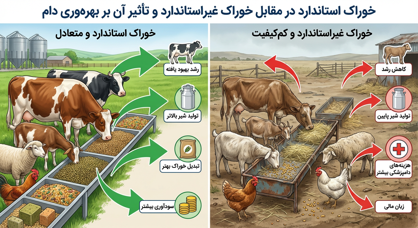 تأثیر خوراک استاندارد در افزایش بهره‌وری دام